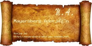 Mayersberg Adorján névjegykártya